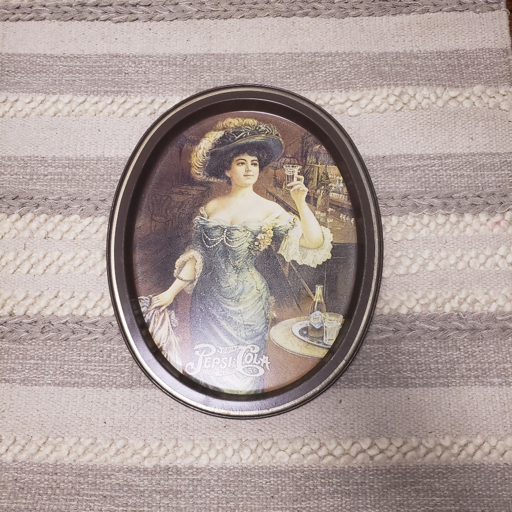 VINTAGE Brown Pepsi Cola Oval Tray